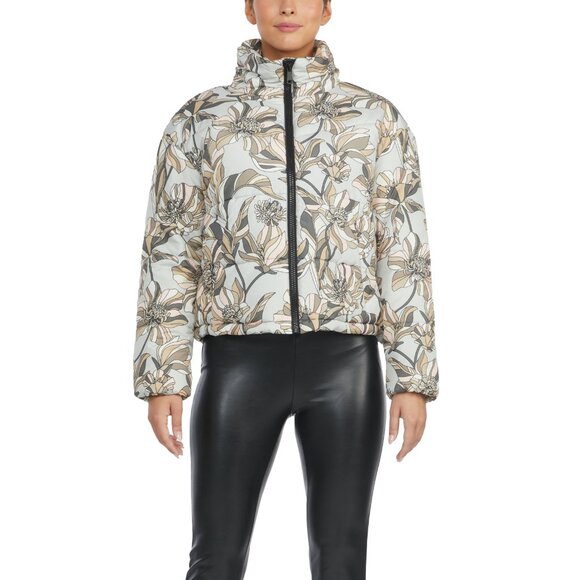 NEW Badgley Mischka Vintage Print Puffer Coat, Size L - Picture 2 of 16